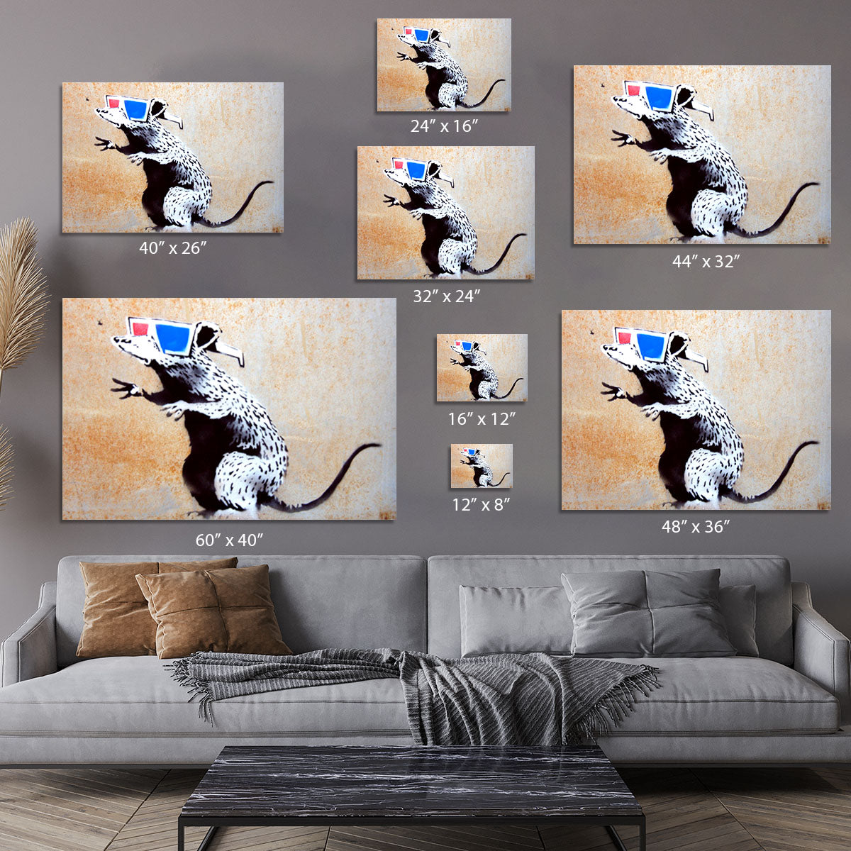 Banksy Rat Wearing 3D Glasses Canvas Print or Poster - Canvas Art Rocks - 7