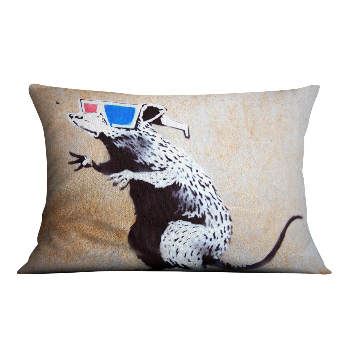 Banksy Rat Wearing 3D Glasses Cushion
