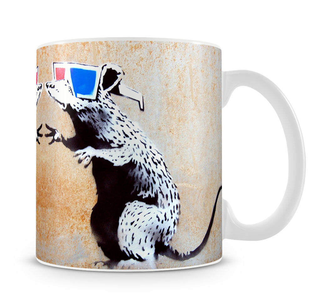 Banksy Rat Wearing 3D Glasses Mug - Canvas Art Rocks