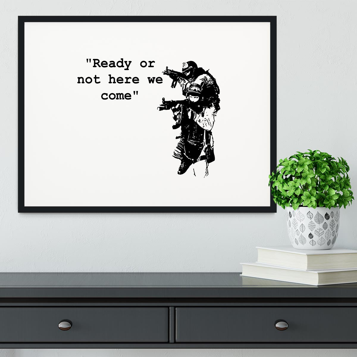 Banksy Ready Or Not Framed Print - Canvas Art Rocks - 1