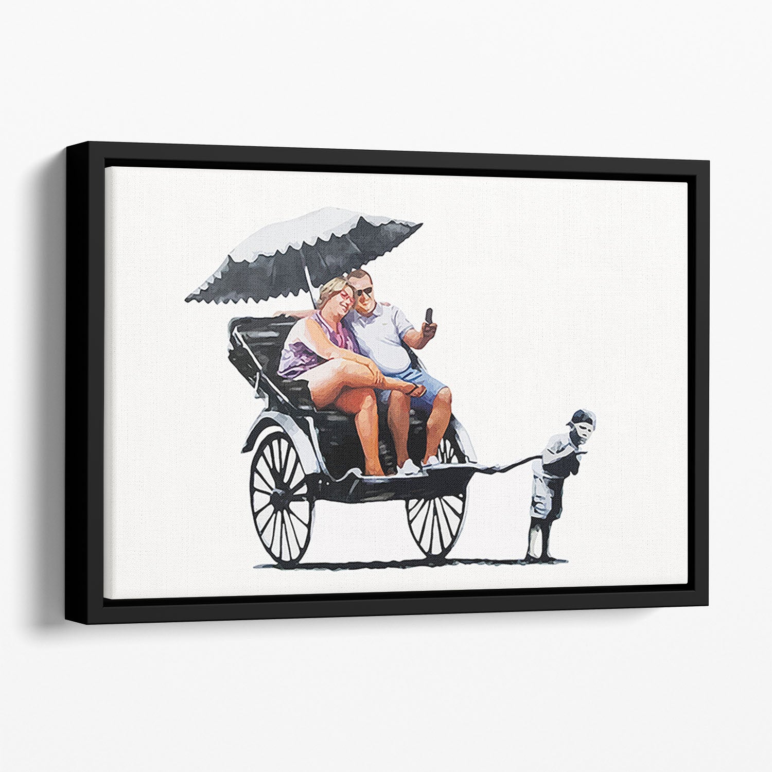 Banksy Rickshaw Kid Floating Framed Canvas
