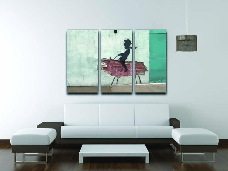 Banksy Rodeo Boy 3 Split Panel Canvas Print - Canvas Art Rocks - 3