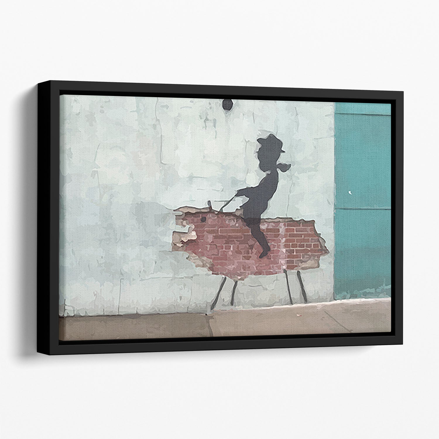 Banksy Rodeo Boy Floating Framed Canvas