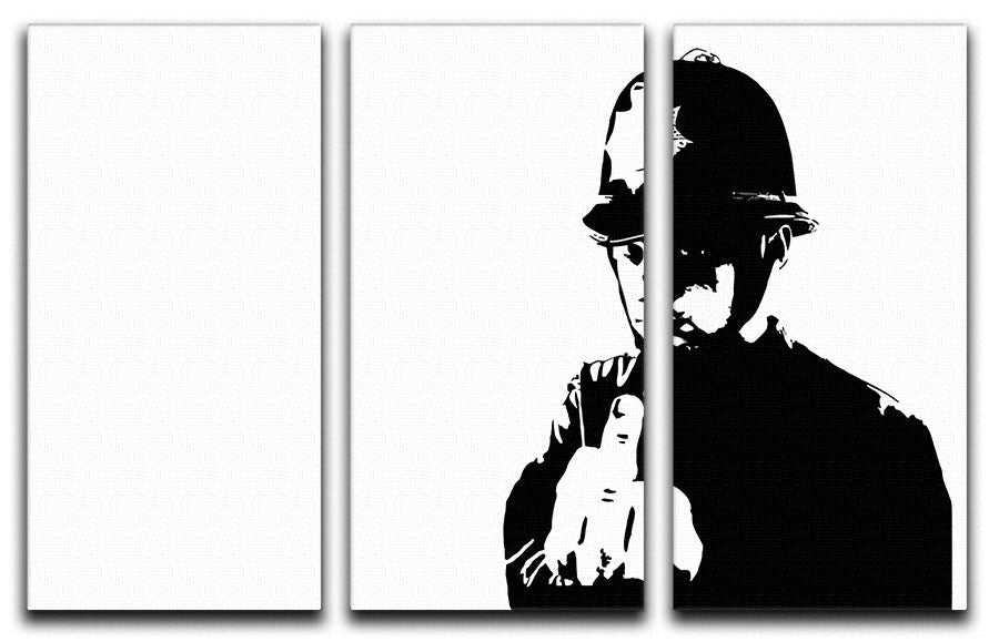 Banksy Rude Policeman 3 Split Panel Canvas Print - Canvas Art Rocks