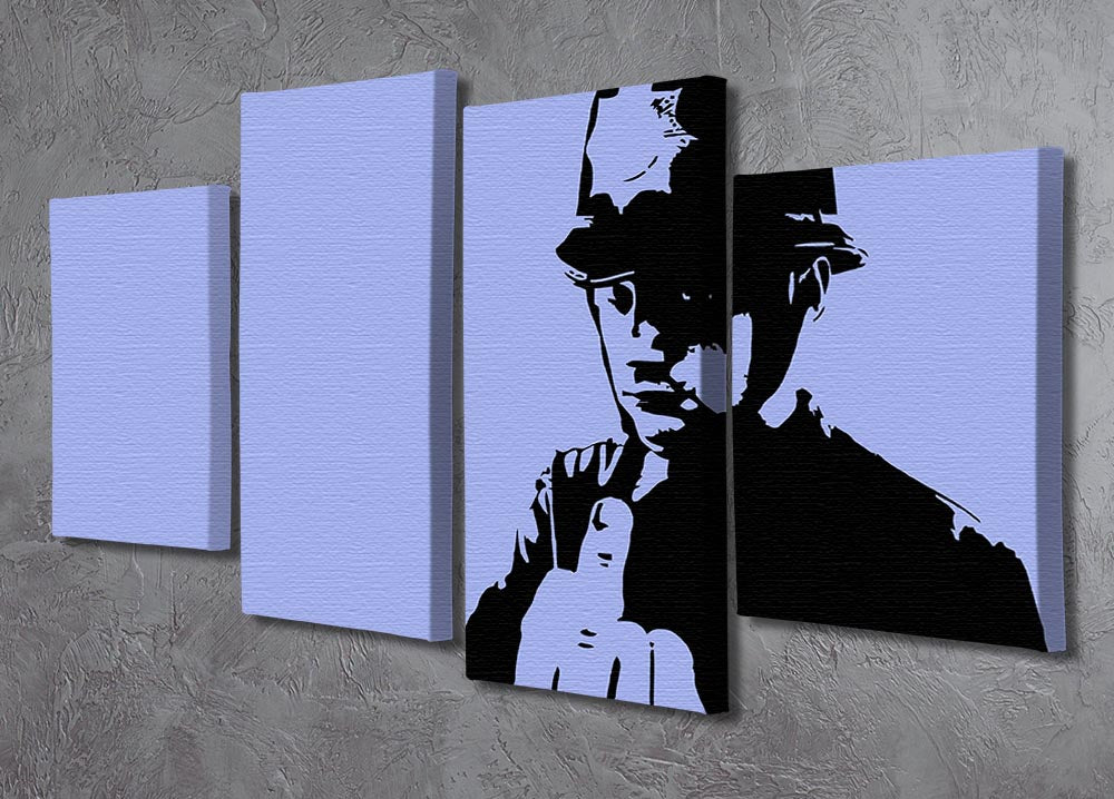 Banksy Rude Policeman Blue 4 Split Panel Canvas - Canvas Art Rocks - 2