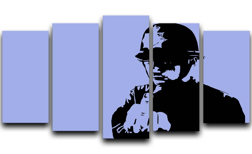 Banksy Rude Policeman Blue 5 Split Panel Canvas - Canvas Art Rocks - 1