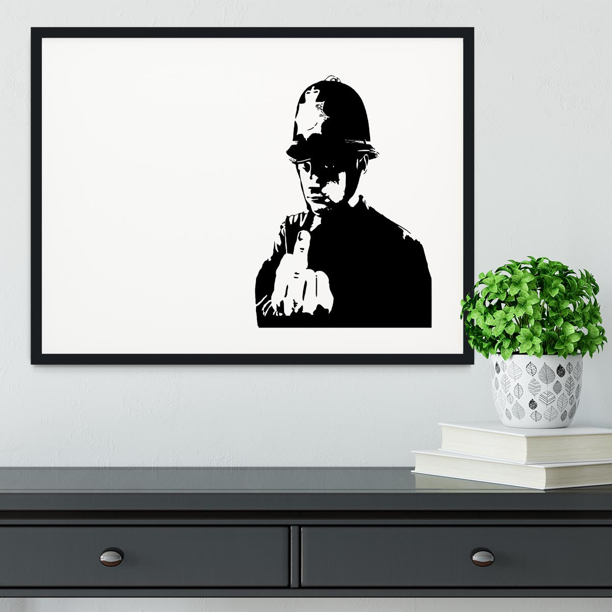 Banksy Rude Policeman Framed Print - Canvas Art Rocks - 1