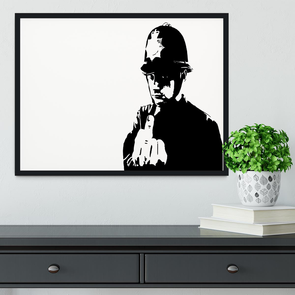 Banksy Rude Policeman Framed Print - Canvas Art Rocks - 2