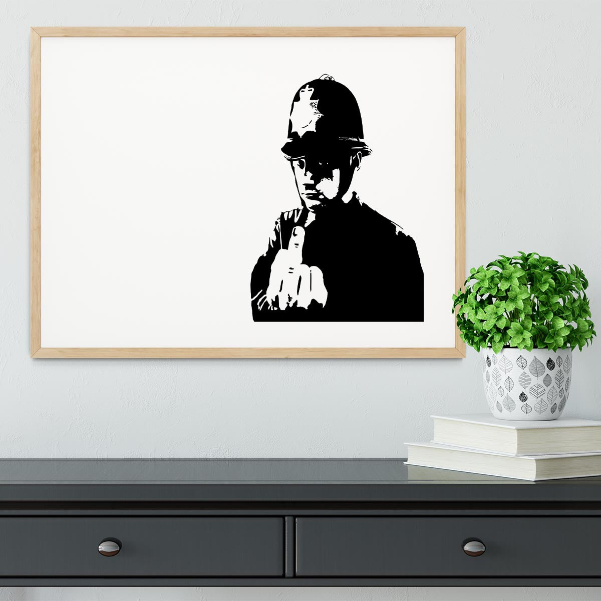 Banksy Rude Policeman Framed Print - Canvas Art Rocks - 3