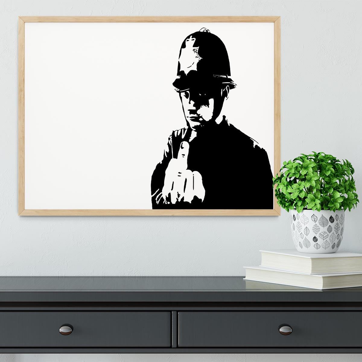 Banksy Rude Policeman Framed Print - Canvas Art Rocks - 4