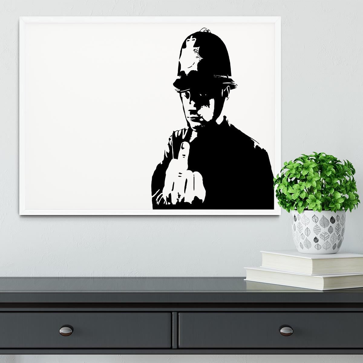 Banksy Rude Policeman Framed Print - Canvas Art Rocks -6