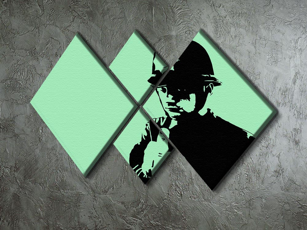 Banksy Rude Policeman Green 4 Square Multi Panel Canvas - Canvas Art Rocks - 2