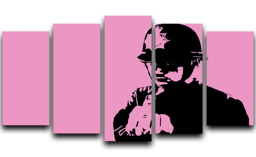Banksy Rude Policeman Pink 5 Split Panel Canvas - Canvas Art Rocks - 1