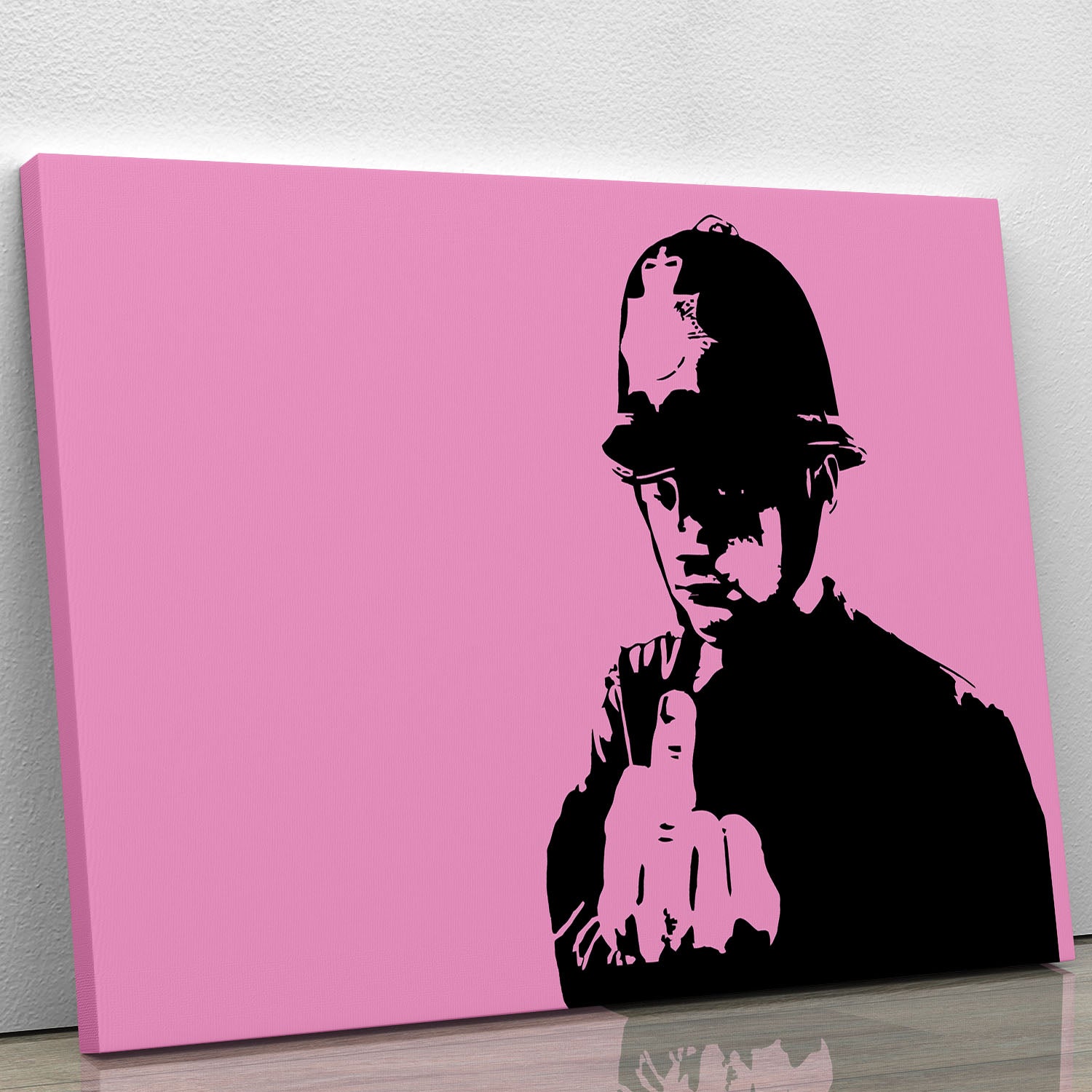 Banksy Rude Policeman Pink Canvas Print or Poster - Canvas Art Rocks - 1