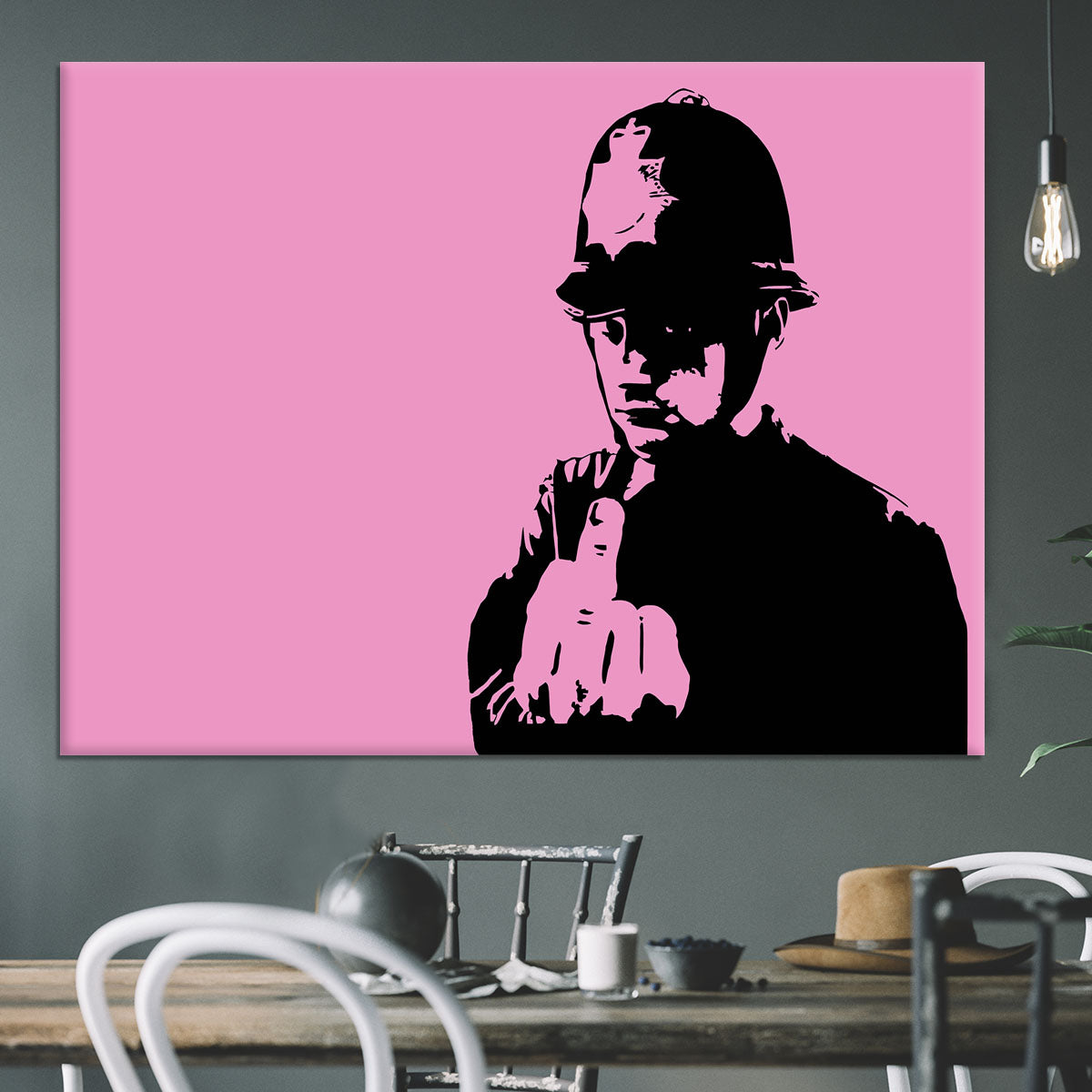 Banksy Rude Policeman Pink Canvas Print or Poster - Canvas Art Rocks - 3