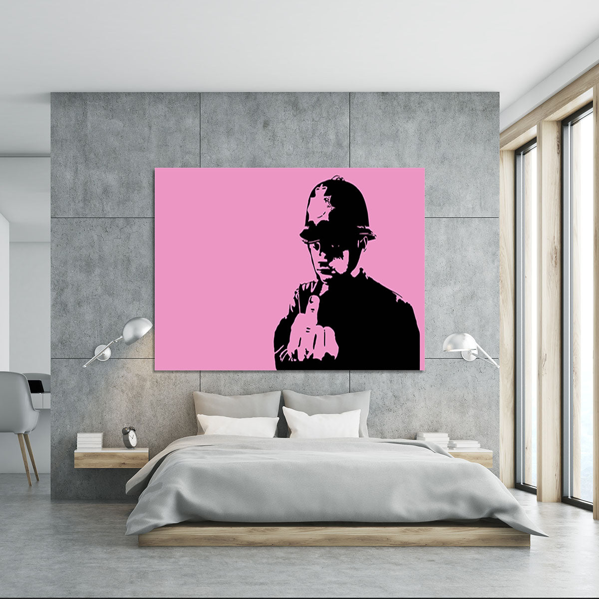Banksy Rude Policeman Pink Canvas Print or Poster - Canvas Art Rocks - 5