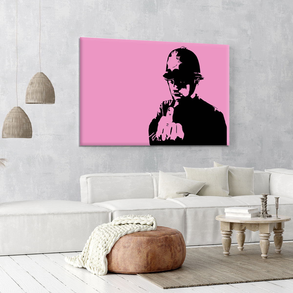 Banksy Rude Policeman Pink Canvas Print or Poster - Canvas Art Rocks - 6