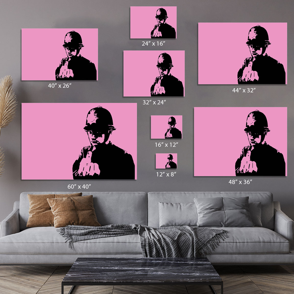 Banksy Rude Policeman Pink Canvas Print or Poster - Canvas Art Rocks - 7