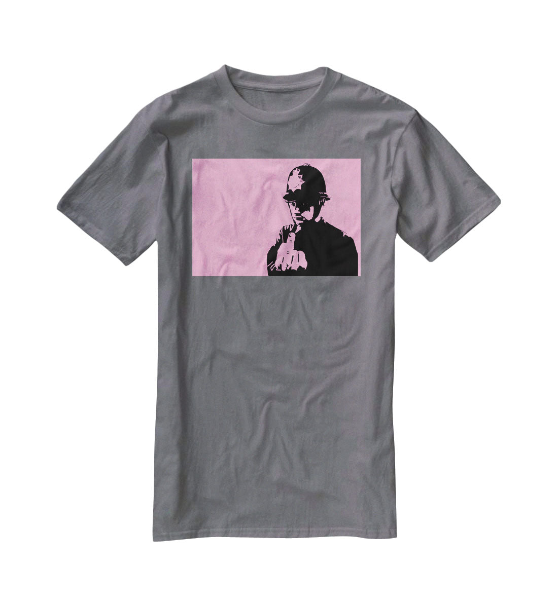 Banksy Rude Policeman Pink T-Shirt - Canvas Art Rocks - 3