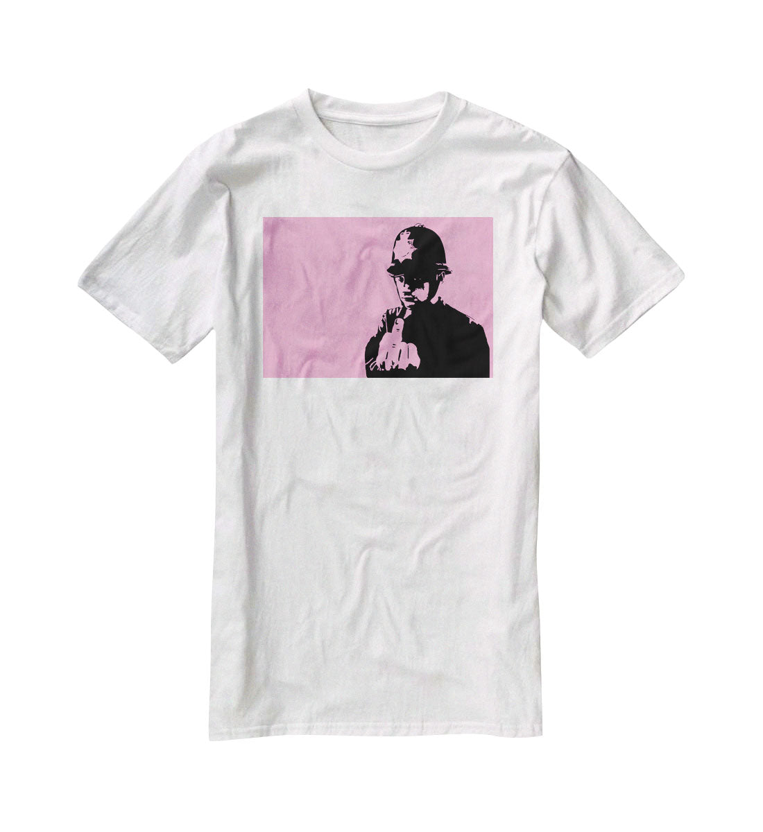 Banksy Rude Policeman Pink T-Shirt - Canvas Art Rocks - 5