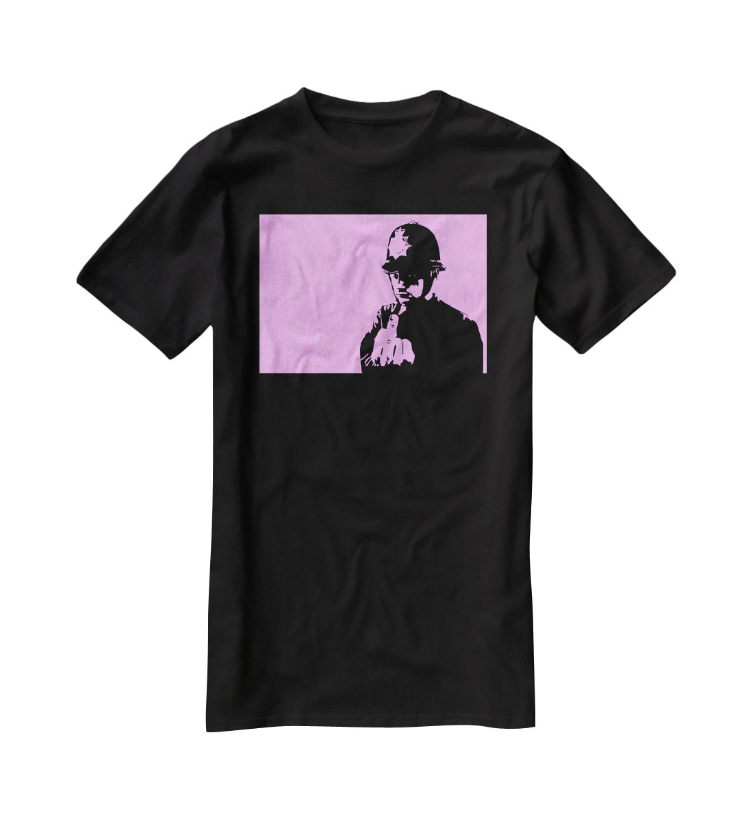 Banksy Rude Policeman Purple T-Shirt - Canvas Art Rocks - 1