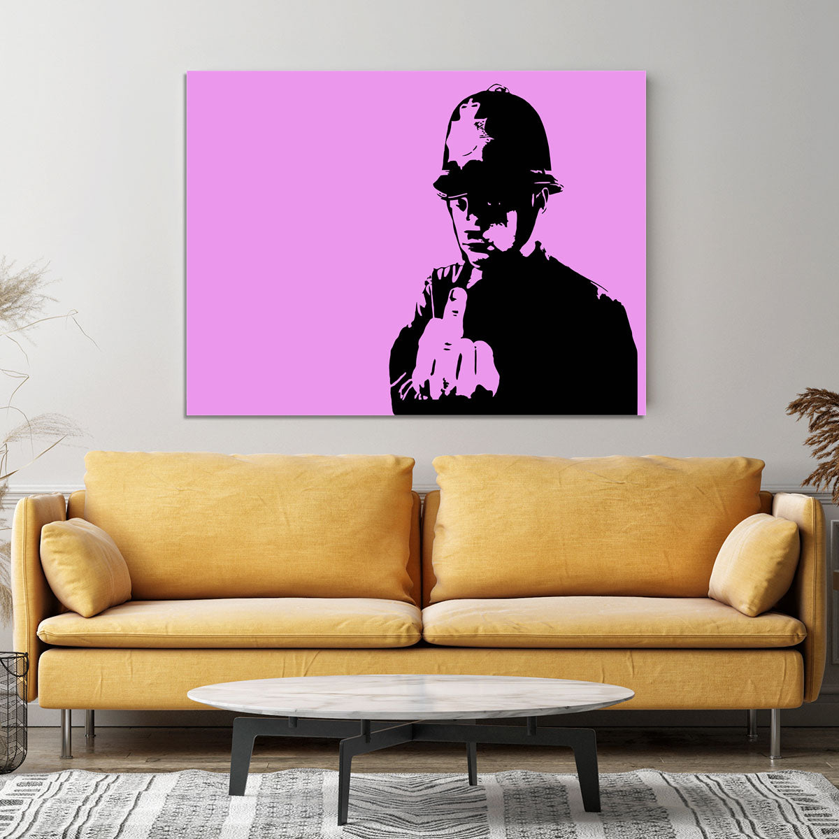 Banksy Rude Policeman Purple Canvas Print or Poster - Canvas Art Rocks - 4