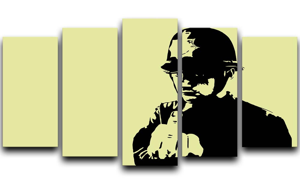 Banksy Rude Policeman Yellow 5 Split Panel Canvas - Canvas Art Rocks - 1