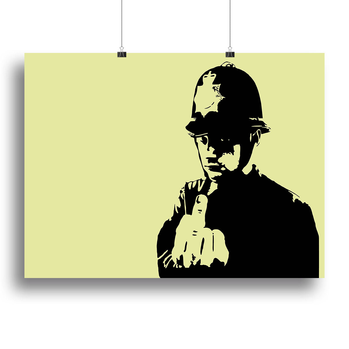 Banksy Rude Policeman Yellow Canvas Print or Poster - Canvas Art Rocks - 2