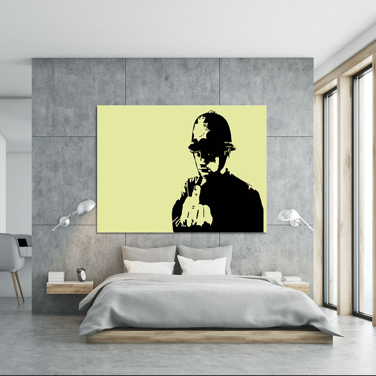 Banksy Rude Policeman Yellow Canvas Print or Poster - Canvas Art Rocks - 5