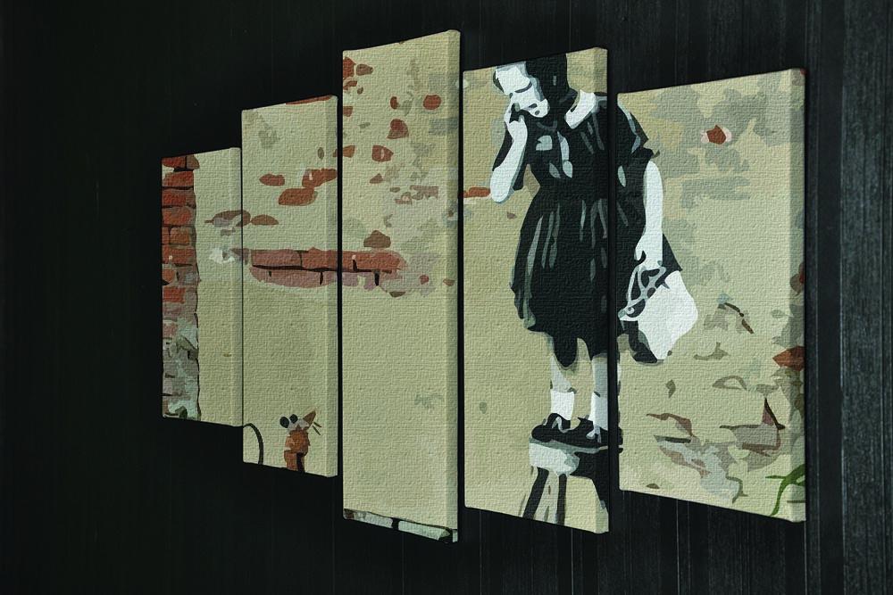 Banksy School Girl Mouse 5 Split Panel Canvas - Canvas Art Rocks - 2