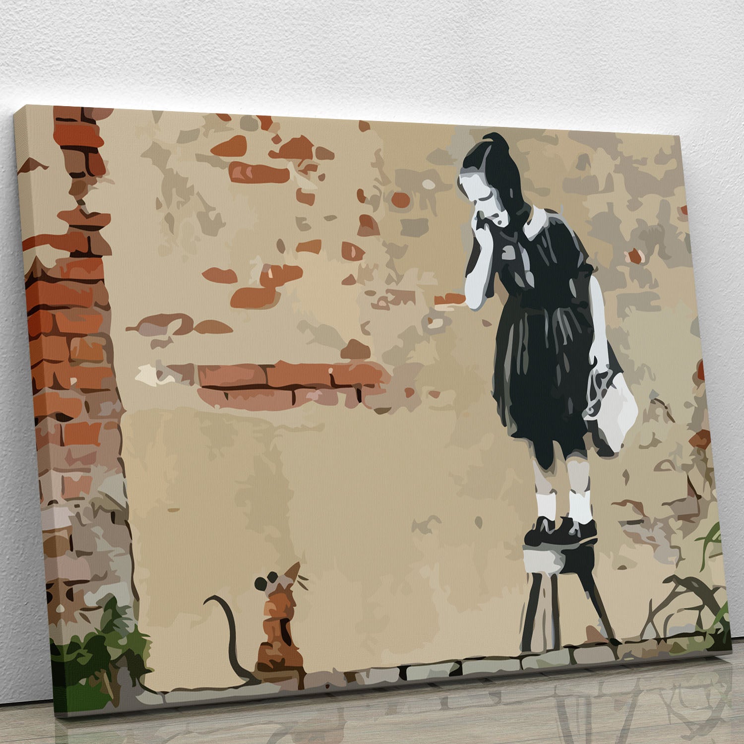 Banksy School Girl Mouse Canvas Print or Poster - Canvas Art Rocks - 1