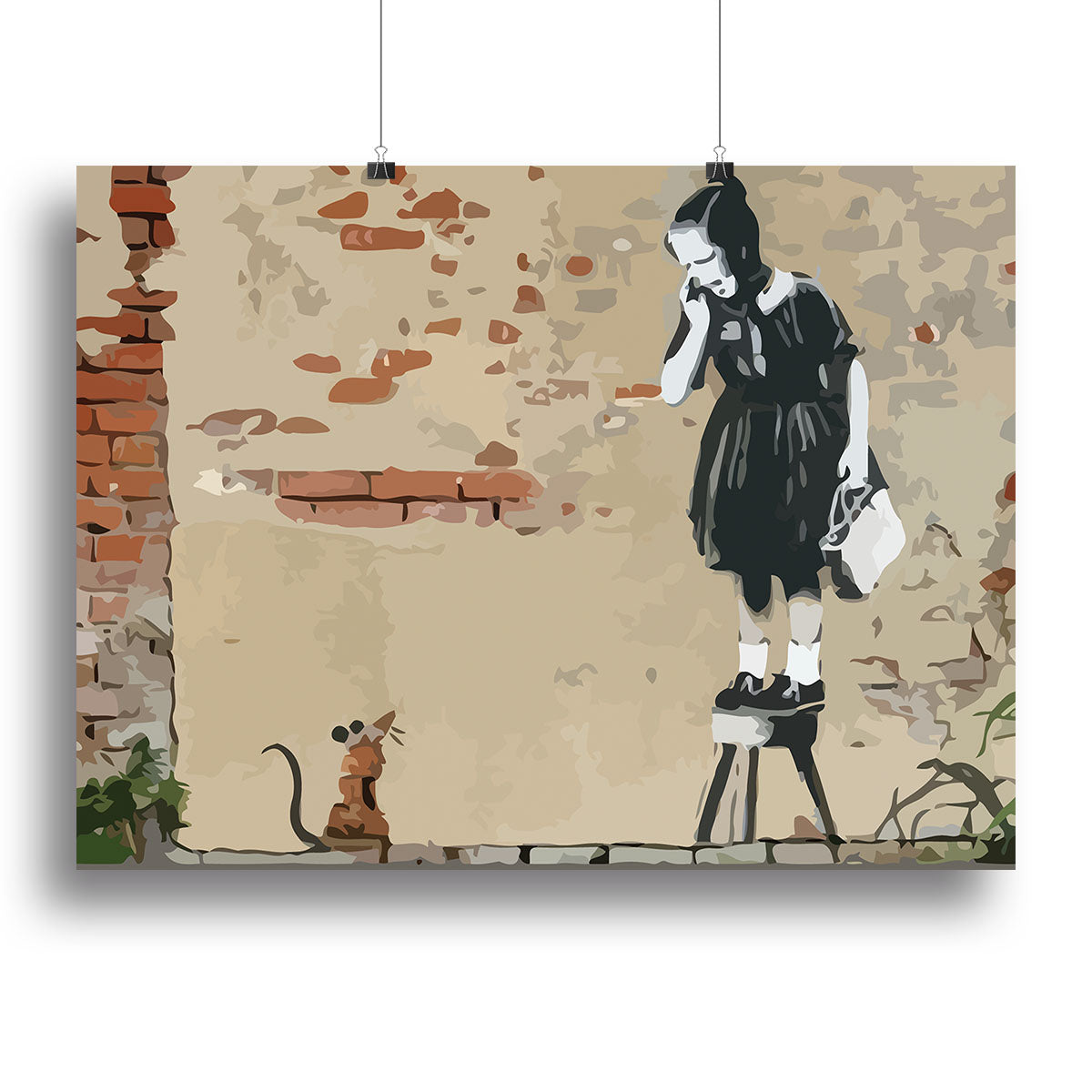 Banksy School Girl Mouse Canvas Print or Poster - Canvas Art Rocks - 2