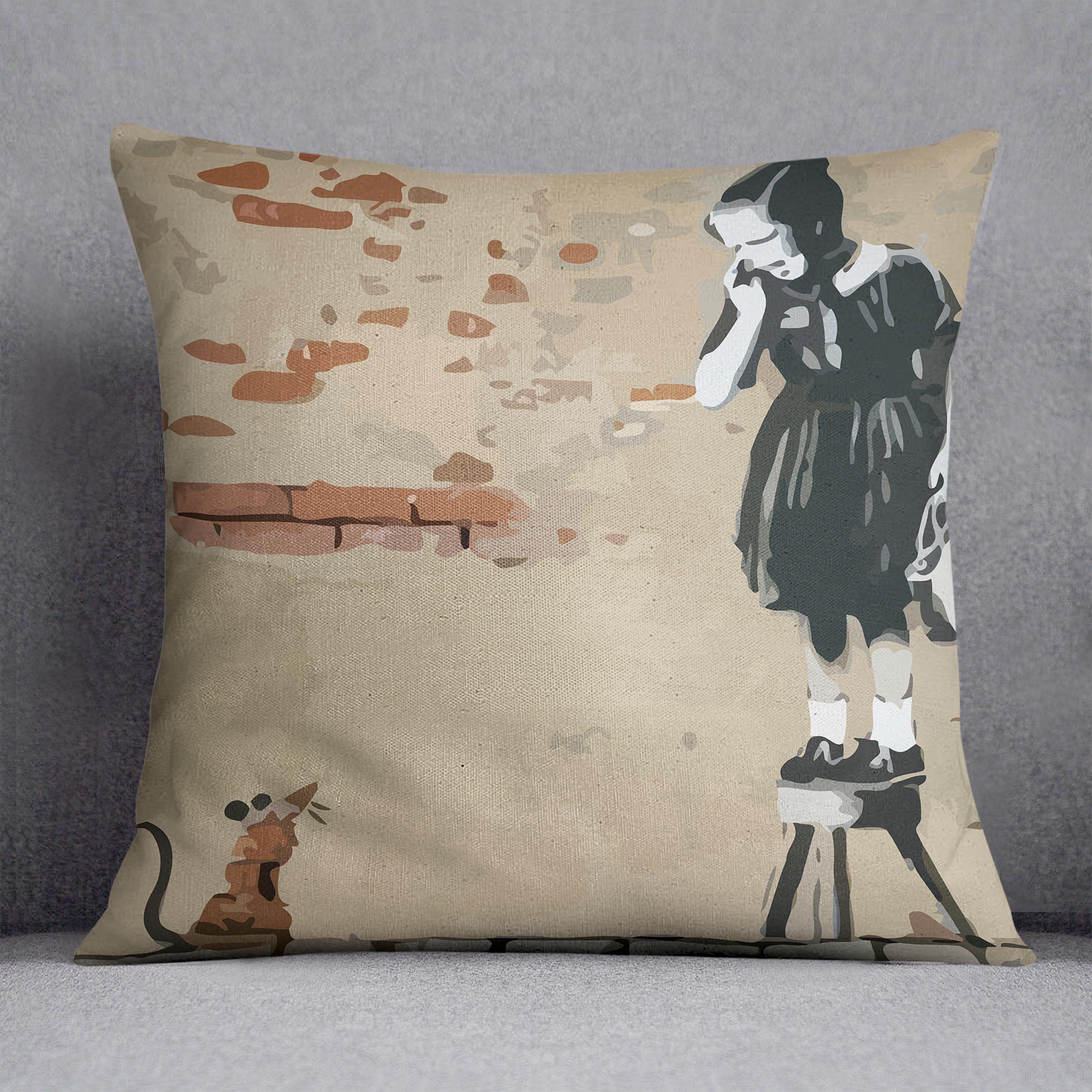 Banksy School Girl Mouse Cushion
