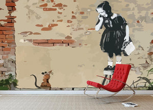 Banksy School Girl Mouse Wall Mural Wallpaper - Canvas Art Rocks - 2
