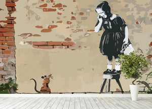 Banksy School Girl Mouse Wall Mural Wallpaper - Canvas Art Rocks - 4