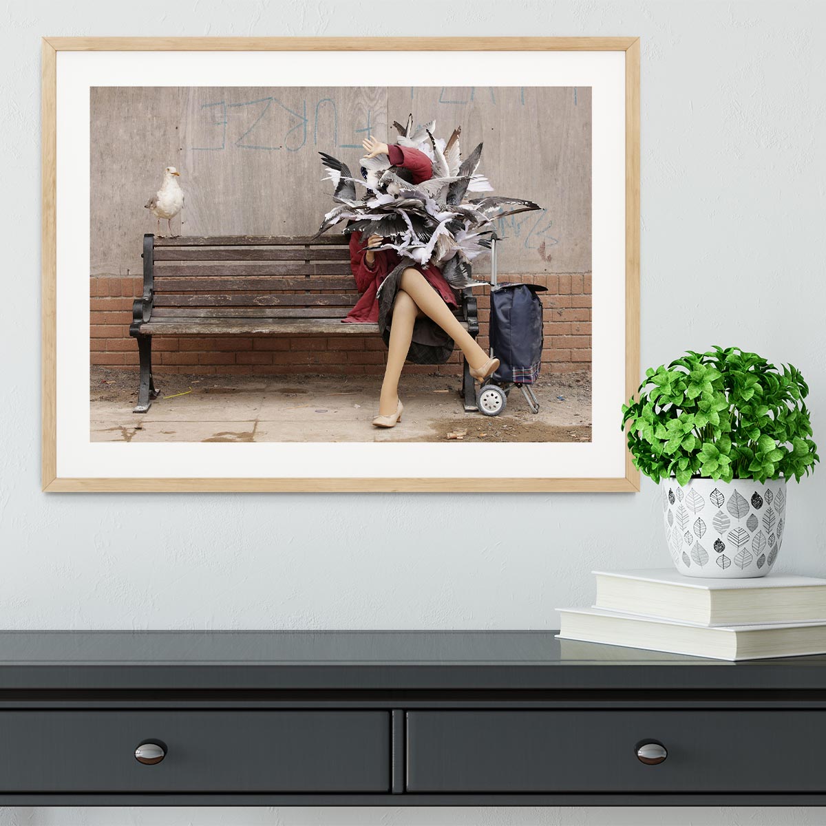 Banksy Seagulls Framed Print - Canvas Art Rocks - 3