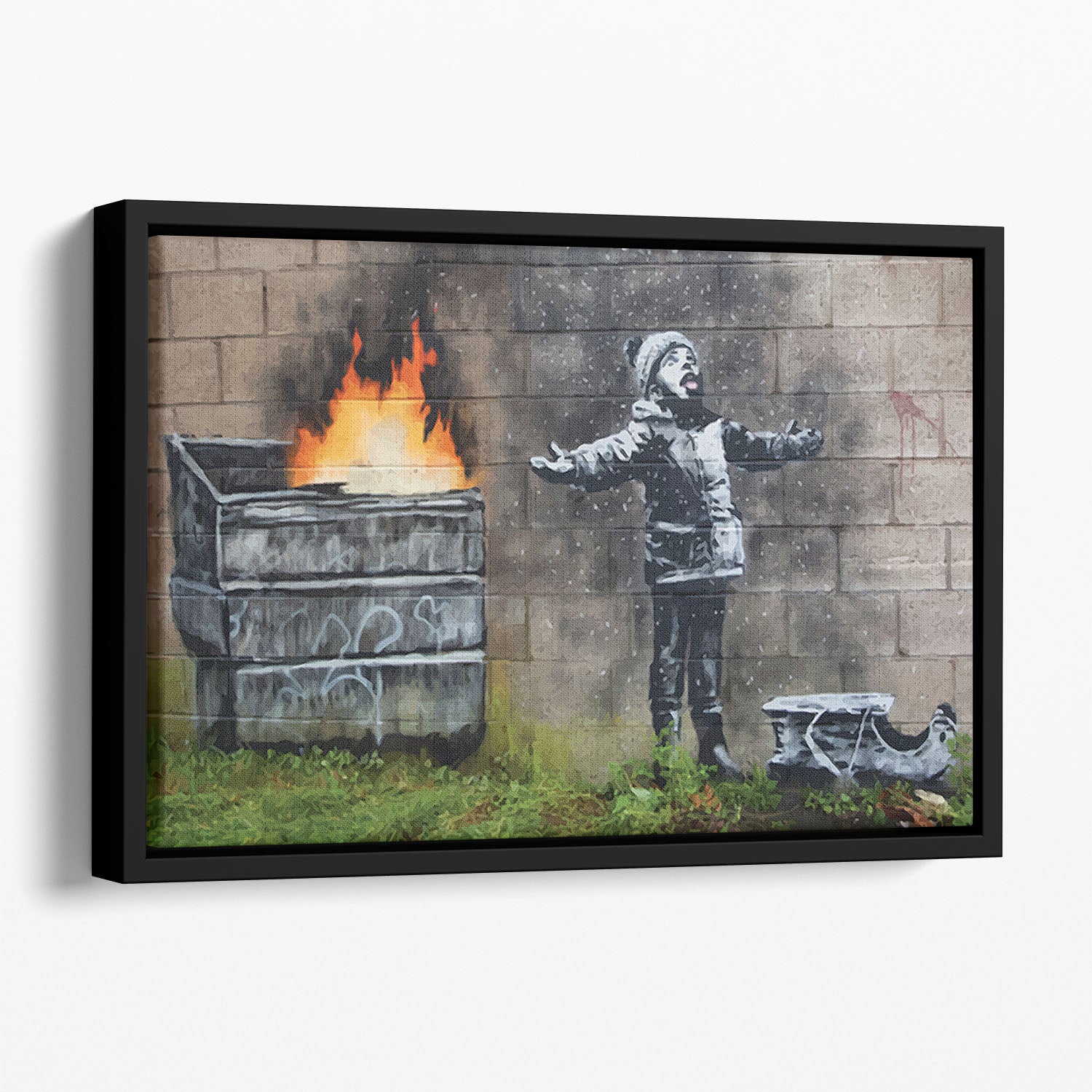 Banksy Seasons Greeting Floating Framed Canvas