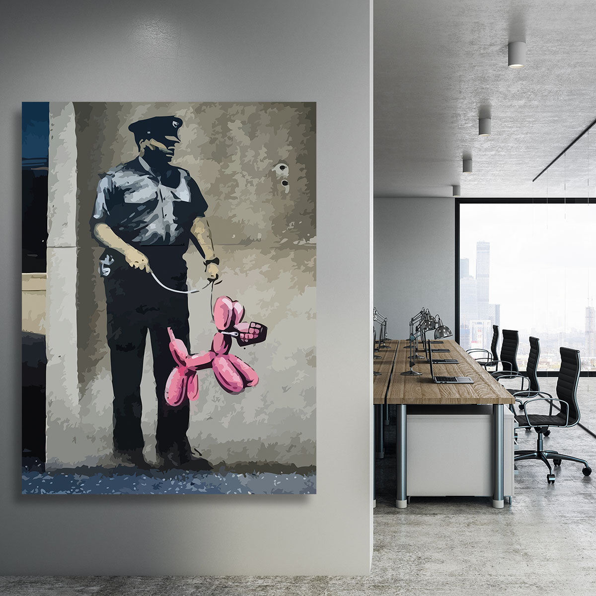 Banksy Security Guard With Pink Balloon Dog Canvas Print or Poster - Canvas Art Rocks - 3