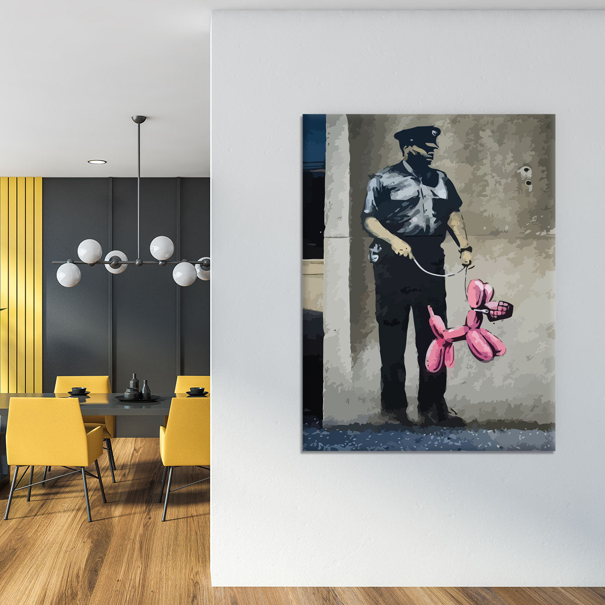 Banksy Security Guard With Pink Balloon Dog Canvas Print or Poster - Canvas Art Rocks - 4