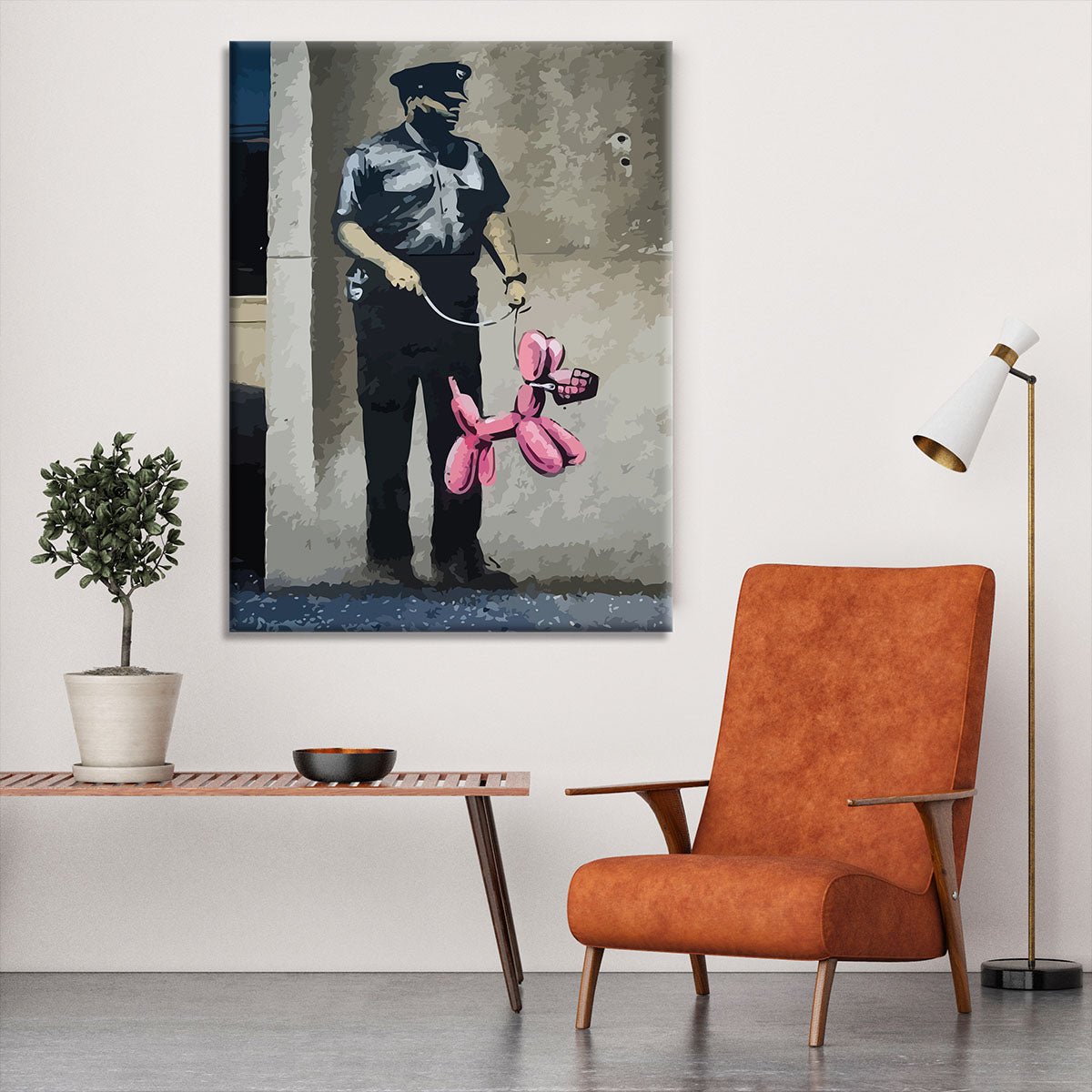Banksy Security Guard With Pink Balloon Dog Canvas Print or Poster - Canvas Art Rocks - 6