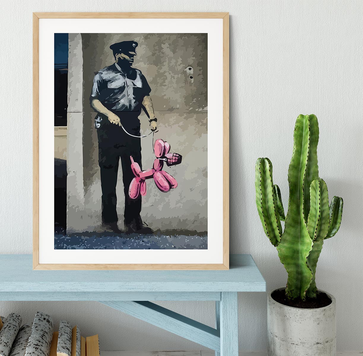 Banksy Security Guard With Pink Balloon Dog Framed Print - Canvas Art Rocks - 3