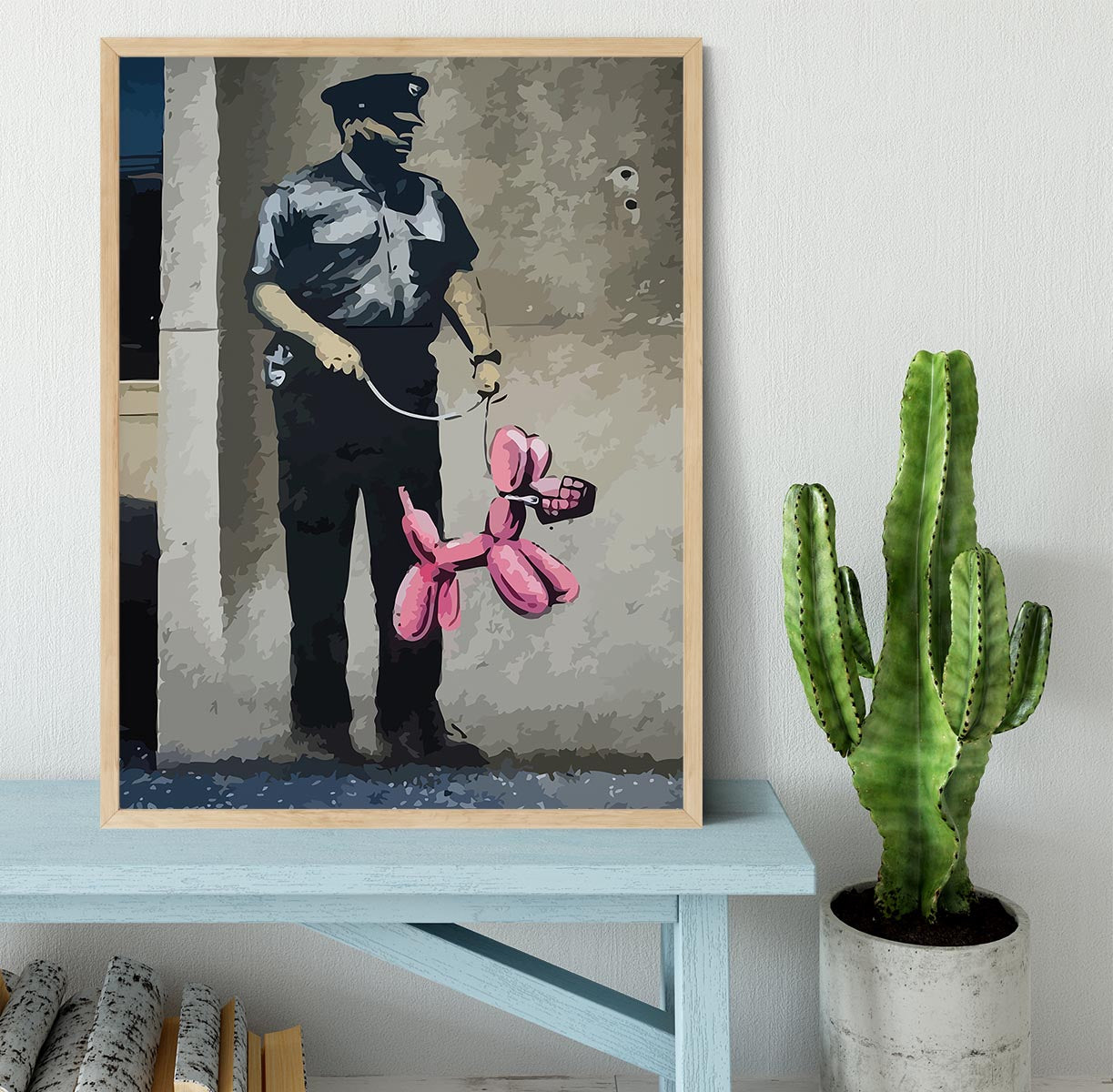 Banksy Security Guard With Pink Balloon Dog Framed Print - Canvas Art Rocks - 4