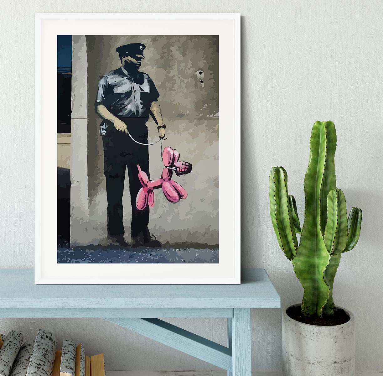 Banksy Security Guard With Pink Balloon Dog Framed Print - Canvas Art Rocks - 5