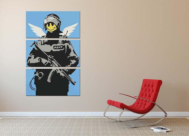 Banksy Smiley Angel Policeman 3 Split Panel Canvas Print - Canvas Art Rocks - 2