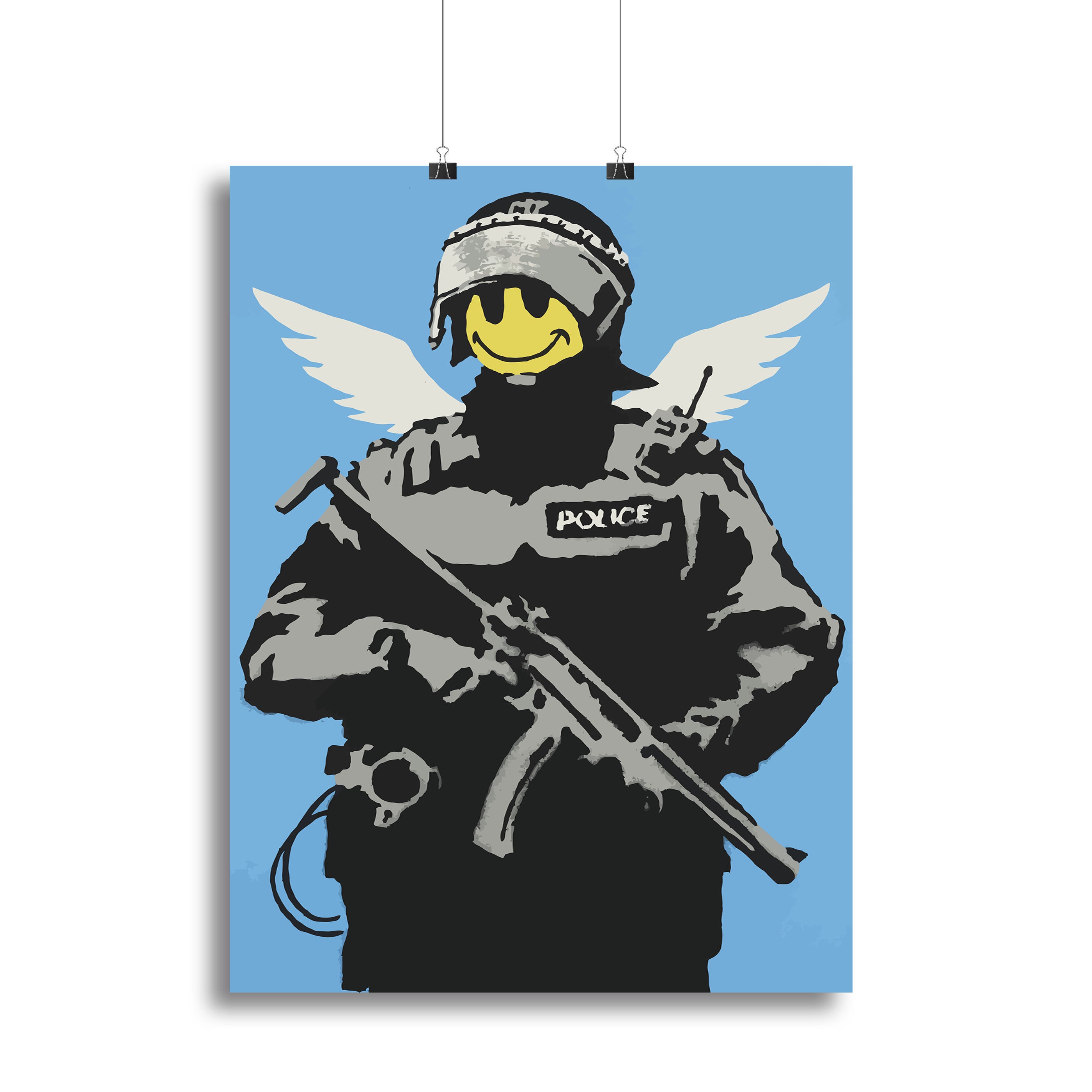 Banksy Smiley Angel Policeman Canvas Print or Poster - Canvas Art Rocks - 2