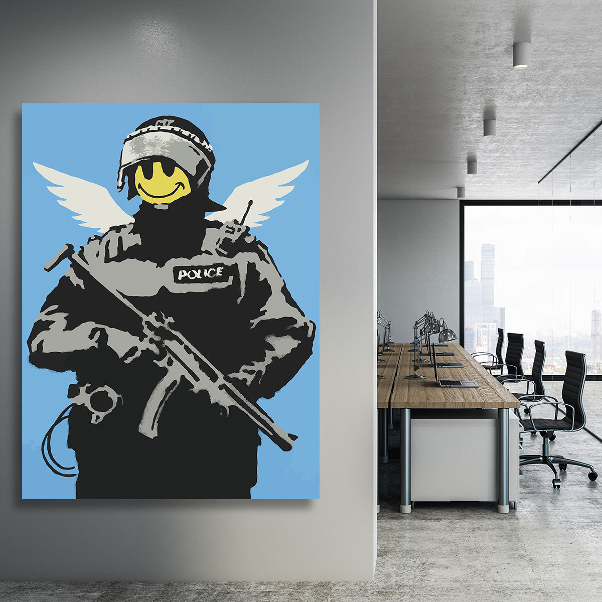 Banksy Smiley Angel Policeman Canvas Print or Poster - Canvas Art Rocks - 3