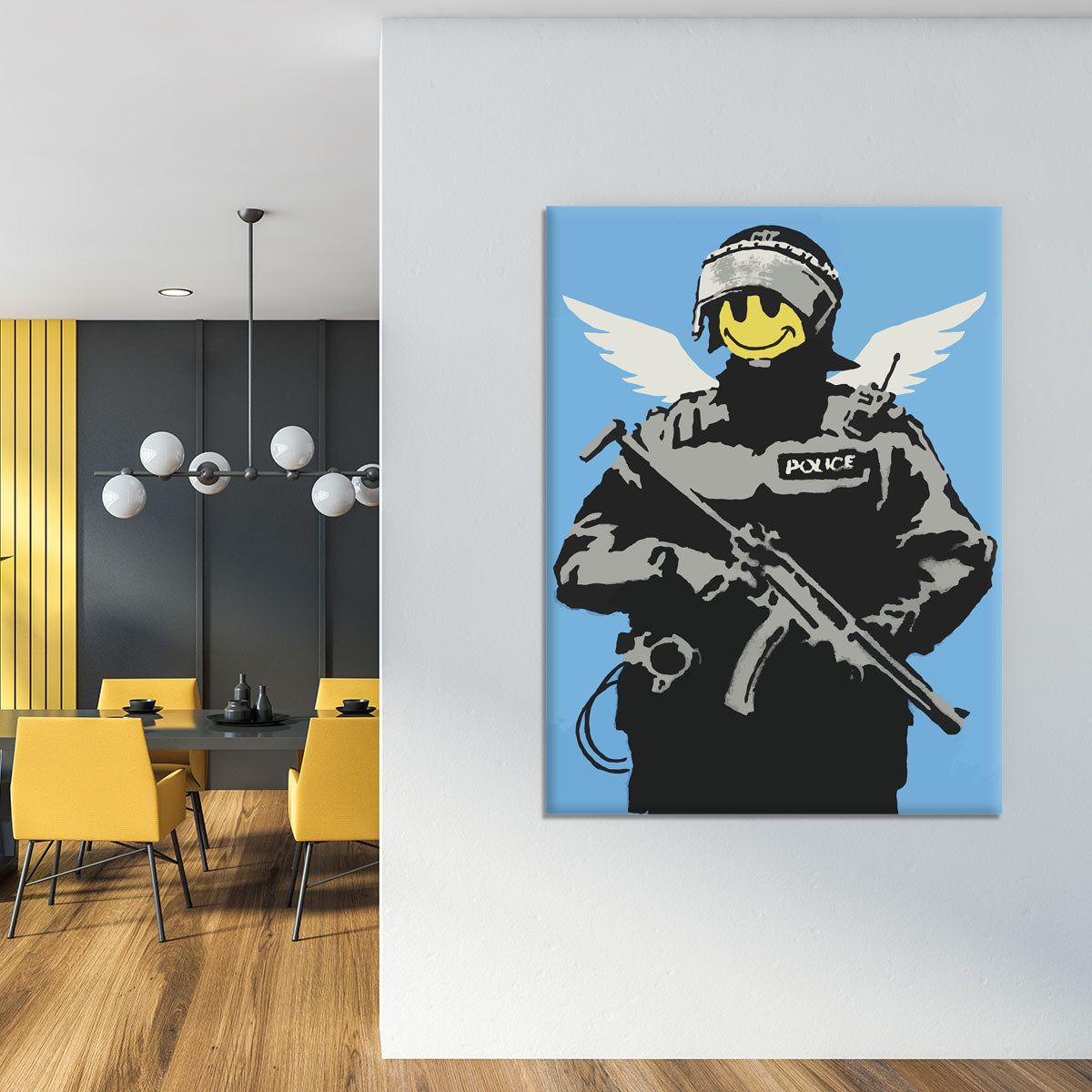 Banksy Smiley Angel Policeman Canvas Print or Poster - Canvas Art Rocks - 4