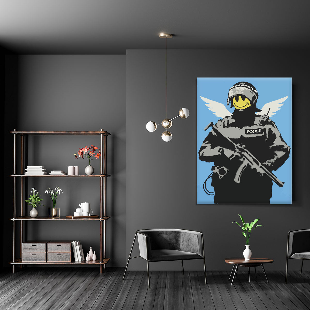 Banksy Smiley Angel Policeman Canvas Print or Poster - Canvas Art Rocks - 5