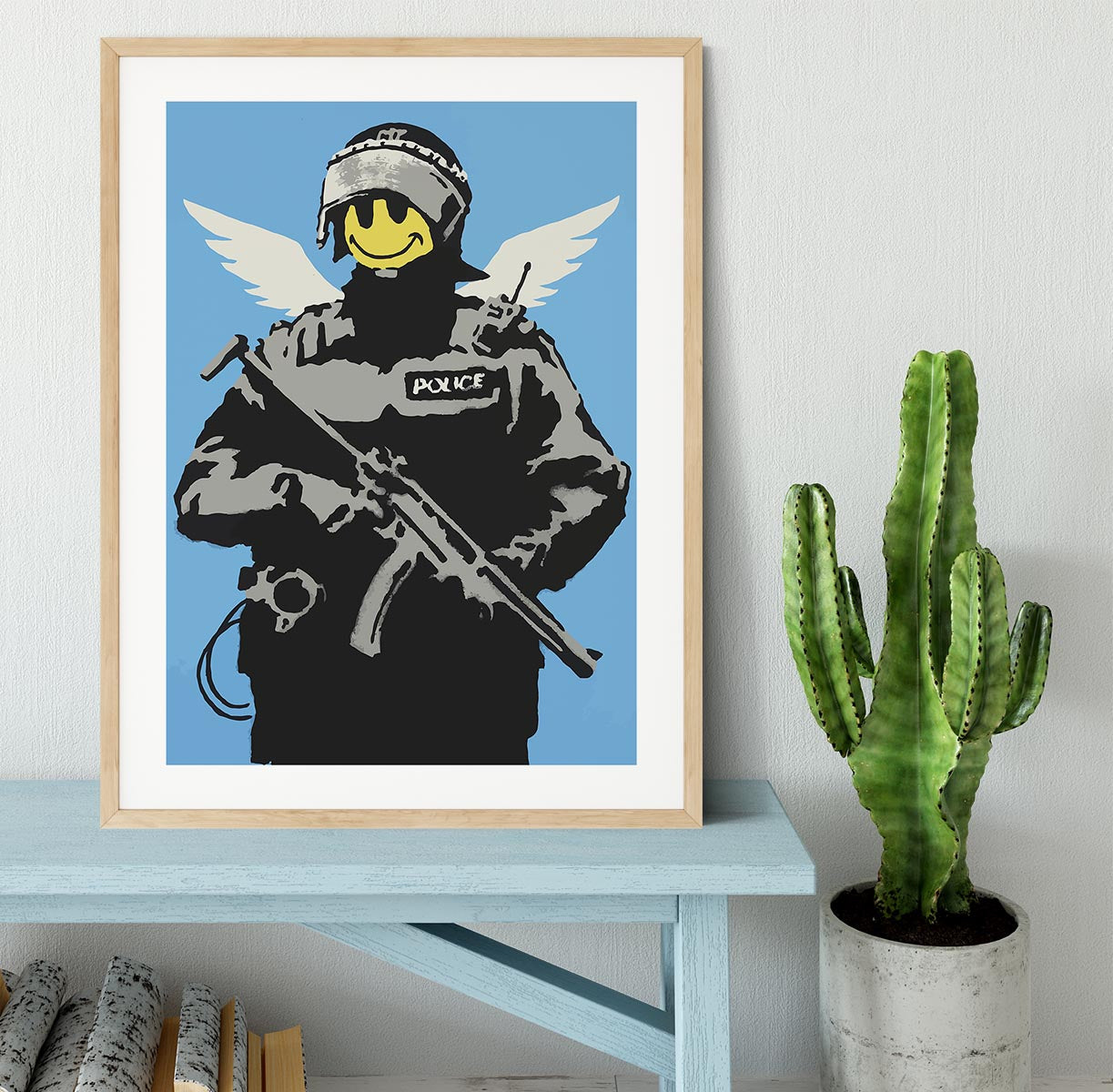 Banksy Smiley Angel Policeman Framed Print - Canvas Art Rocks - 3