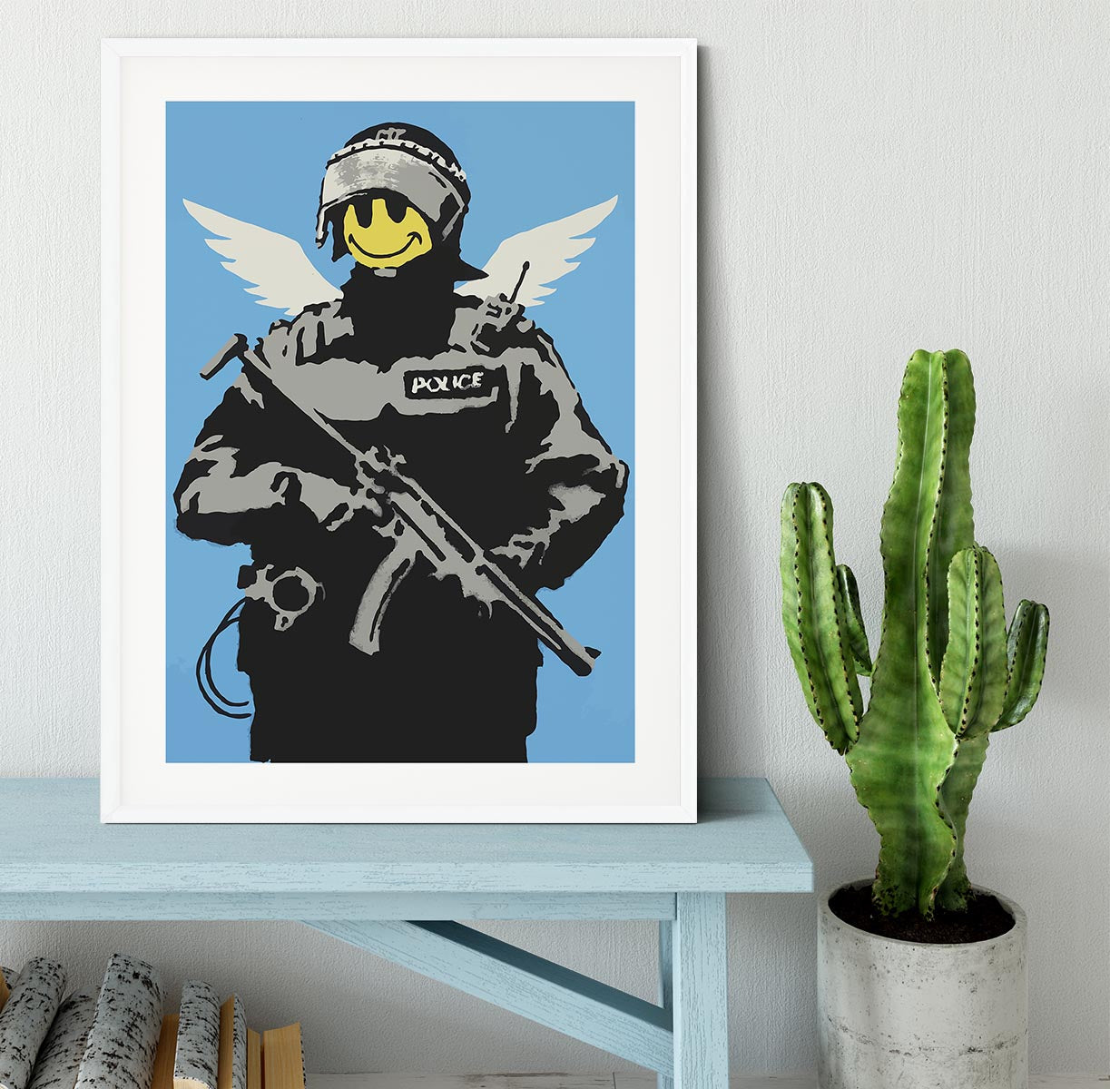 Banksy Smiley Angel Policeman Framed Print - Canvas Art Rocks - 5